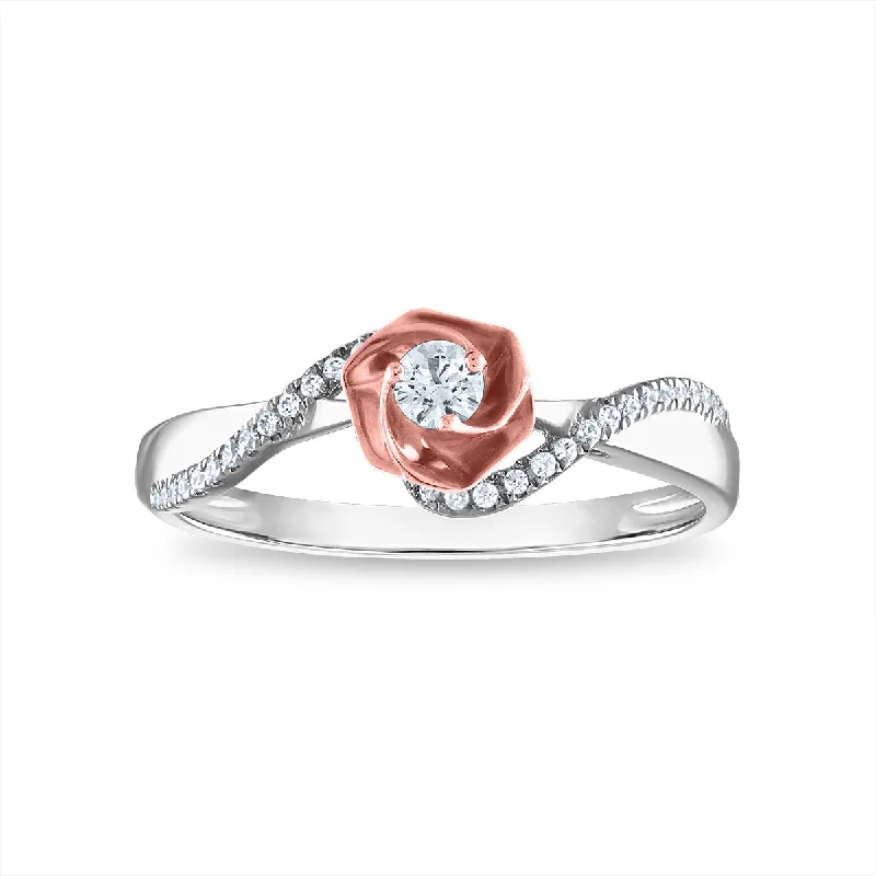 Modern Diamond Ring-LoveSong 1/5 CTW Diamond Everlasting Rose Ring in 10KT White and Rose Gold