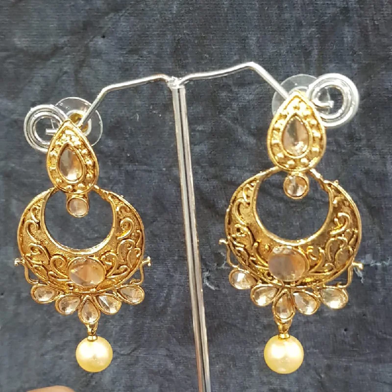 Oversized Earrings-Shreeji Gold Plated Crystal Stone Dangler Earrings