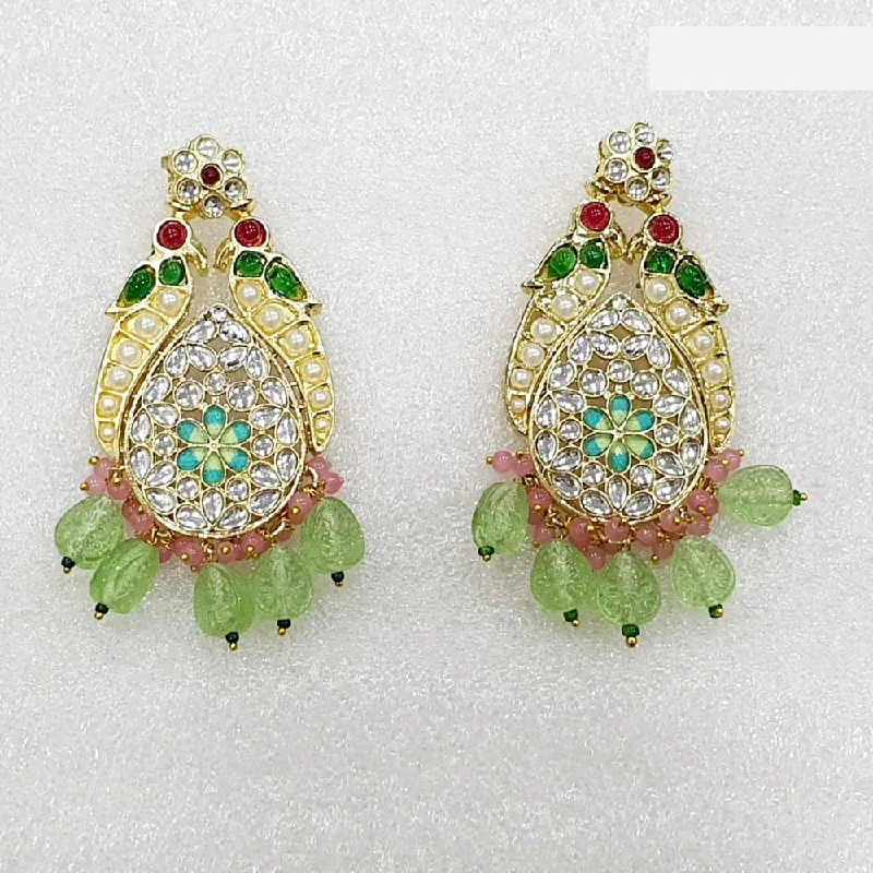 Trendy Hoop Earrings-Midas Touch Gold Plated Kundan Stone And Pearls Dangler Earrings