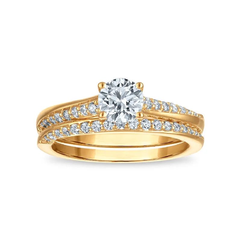 Oval Cut Diamond Ring-EcoLove Green Pure 1 CTW Lab Grown Diamond Bridal Set in 10KT Yellow Gold