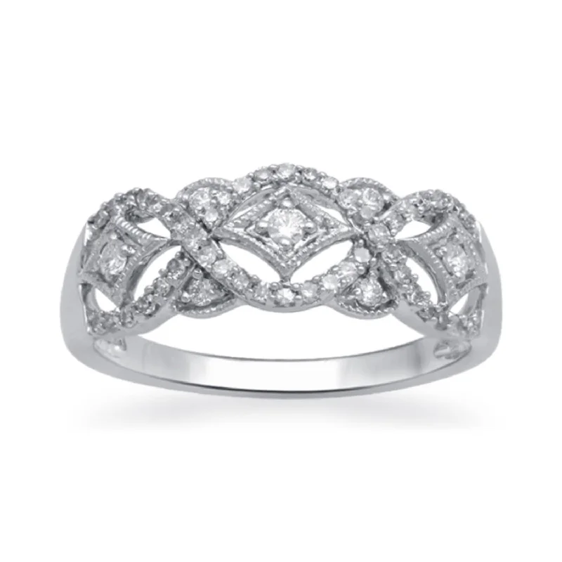 Unique Wedding Band-1/3 CTW Diamond Ring in 10KT White Gold