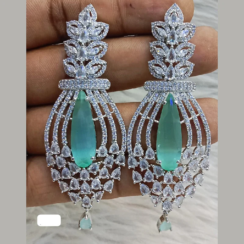 Swarovski Crystal Earrings-Jain Jewellers Silver Plated AD Dangler Earrings