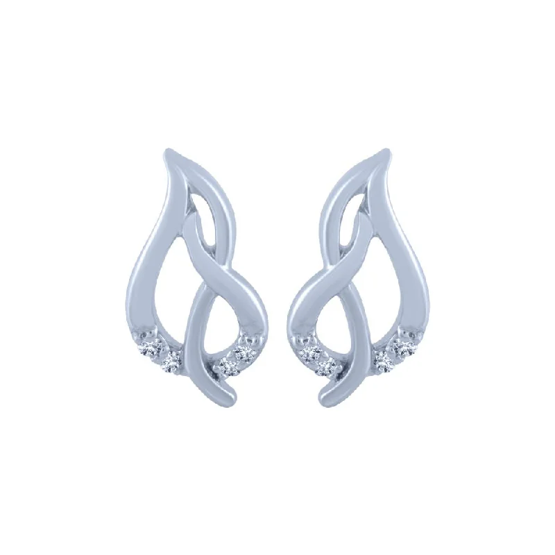 Freshwater Pearl Earrings-14k (585) White Gold And Diamond Stud Earrings For Women