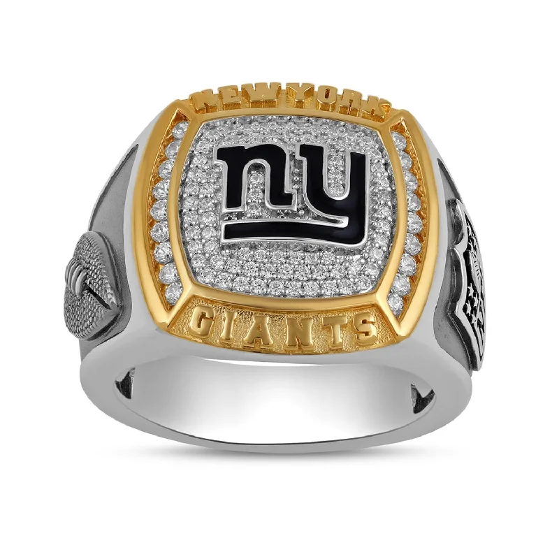 Stackable Rings for Women-True Fans Fine Jewelry New York Giants 1/2 CTW Diamond Ring in Sterling Silver