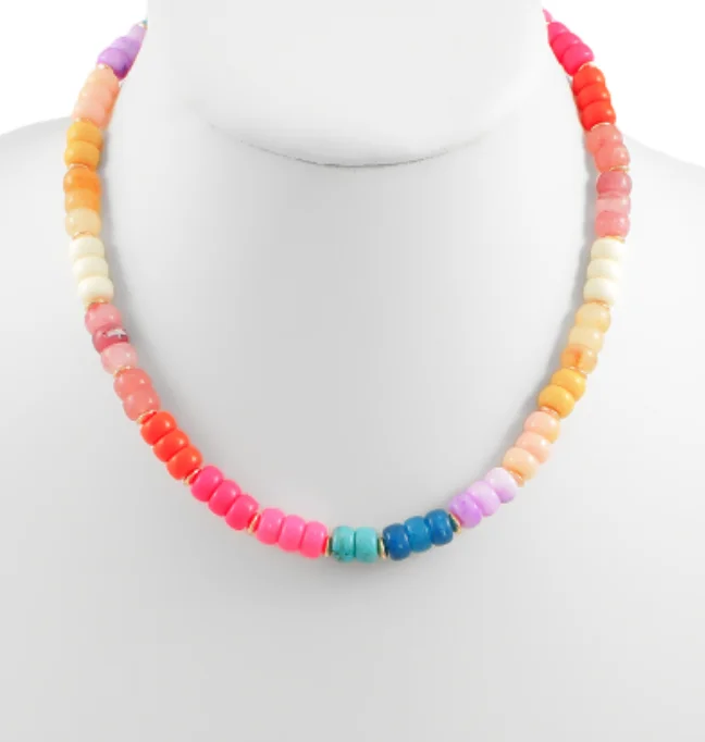 Simple Beaded Necklace-Multi Color Beaded Necklace