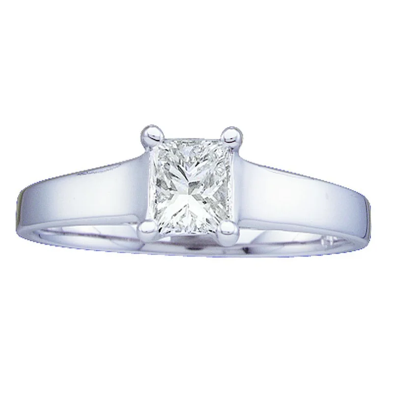 Elegant Diamond Ring-Royale 3/4 CTW Princess Cut Diamond Solitaire Ring in 14KT White Gold