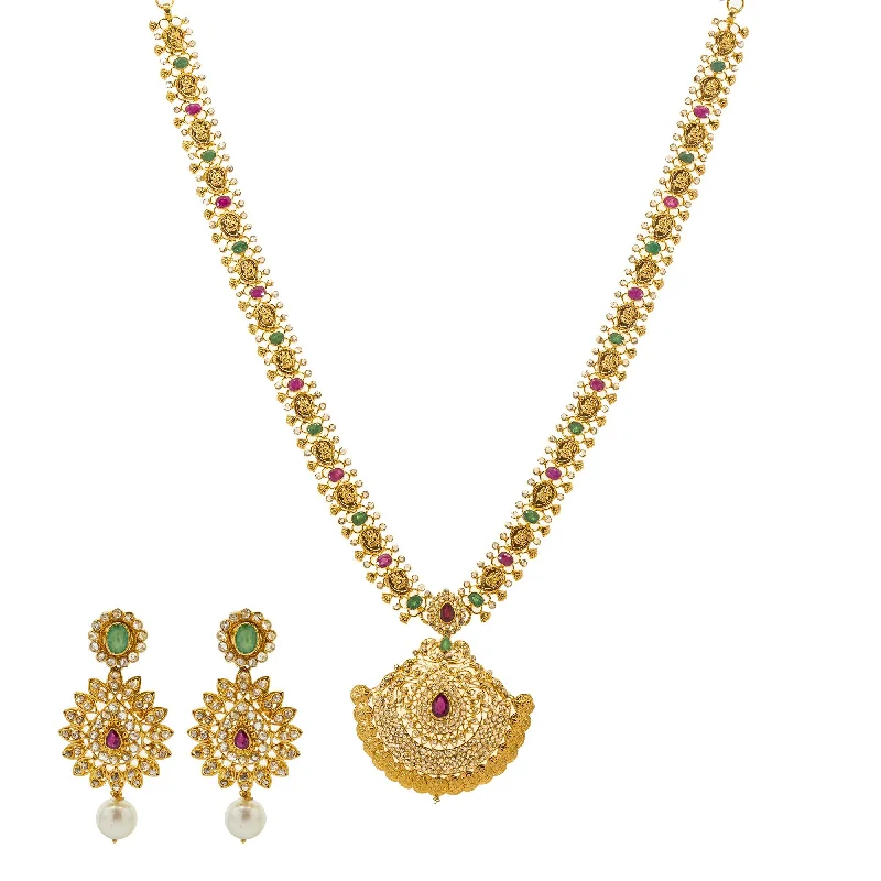 Designer Diamond Necklace-22K Gold & Uncut Diamond Dayita Set