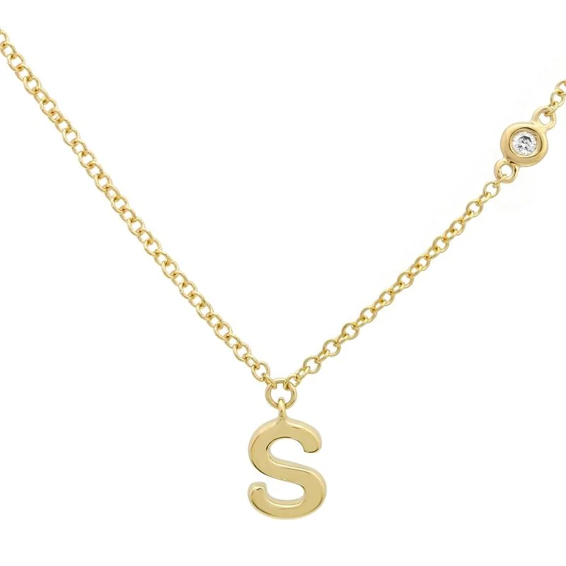 Green Gem Necklace-Gold Bezel Initial Necklace