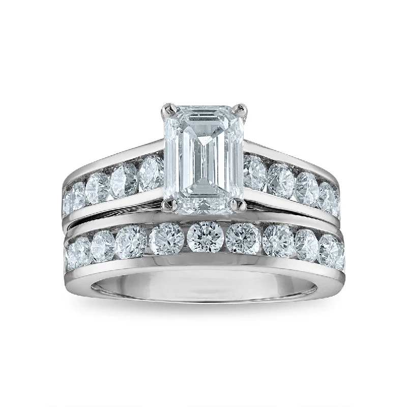 Simple Silver Ring for Women-Signature EcoLove Diamond Dreams 4 CTW Lab Grown Diamond Bridal Set in 14KT White Gold