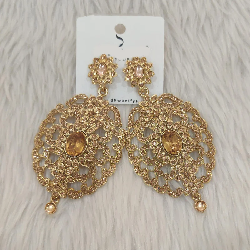 Artistic Drop Earrings-Dhwani Gold Plated Austrian Stone Dangler Earrings