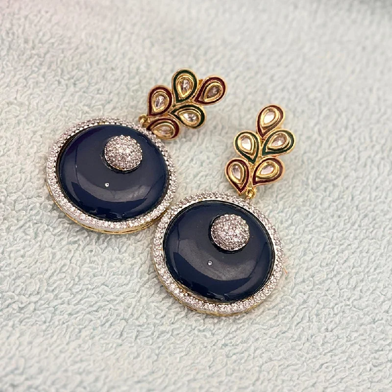 Sterling Silver Stud Earrings-Jewel Addiction Gold Plated Kundan Stone Dangler Earrings