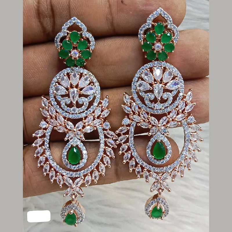 Luxe Pearl Earrings-Jain Jewellers Rose Gold Plated AD Dangler Earrings