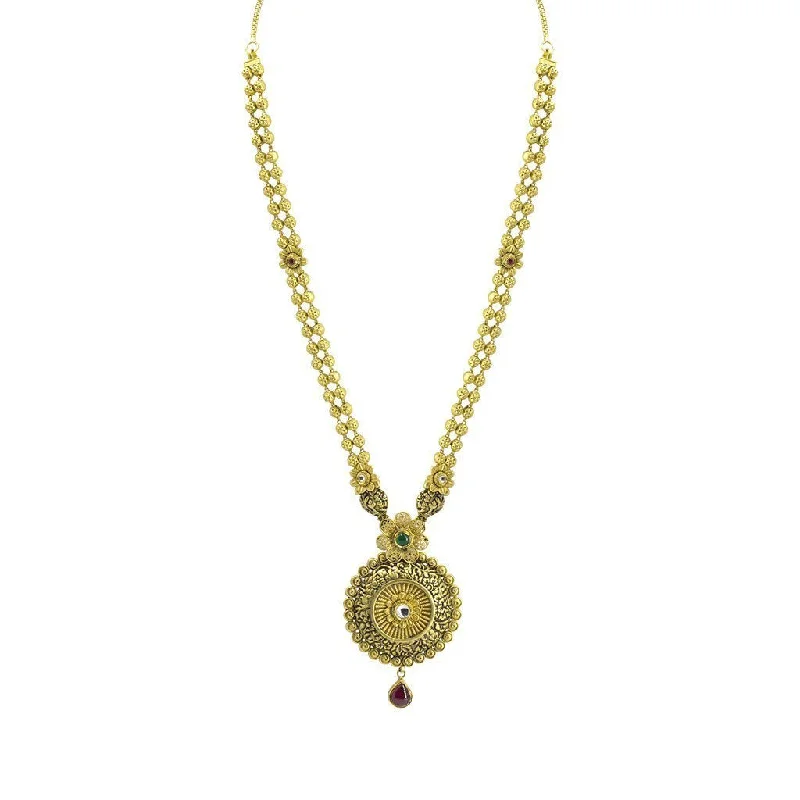 Simple Gold Necklace-22K Gold Necklace & Earrings Set