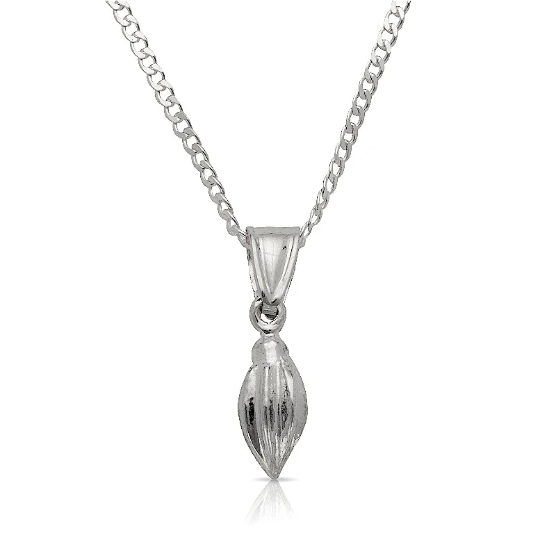 Initial Necklace for Women-Cocoa Pod Pendant Necklace .925 Sterling Silver