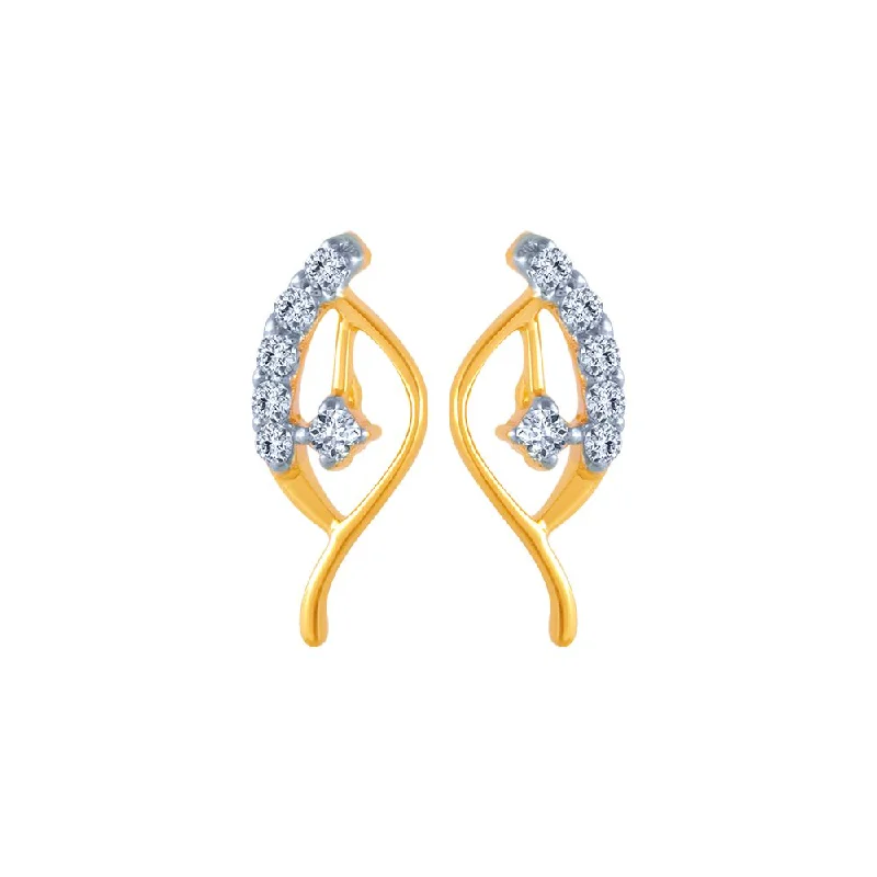 Unique Stud Earrings-14k (585) Yellow Gold And Diamond Stud Earrings For Women