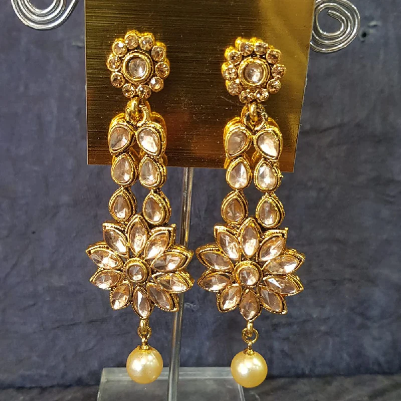 Sweetheart Earrings-Shreeji Gold Plated Crystal Stone Dangler Earrings