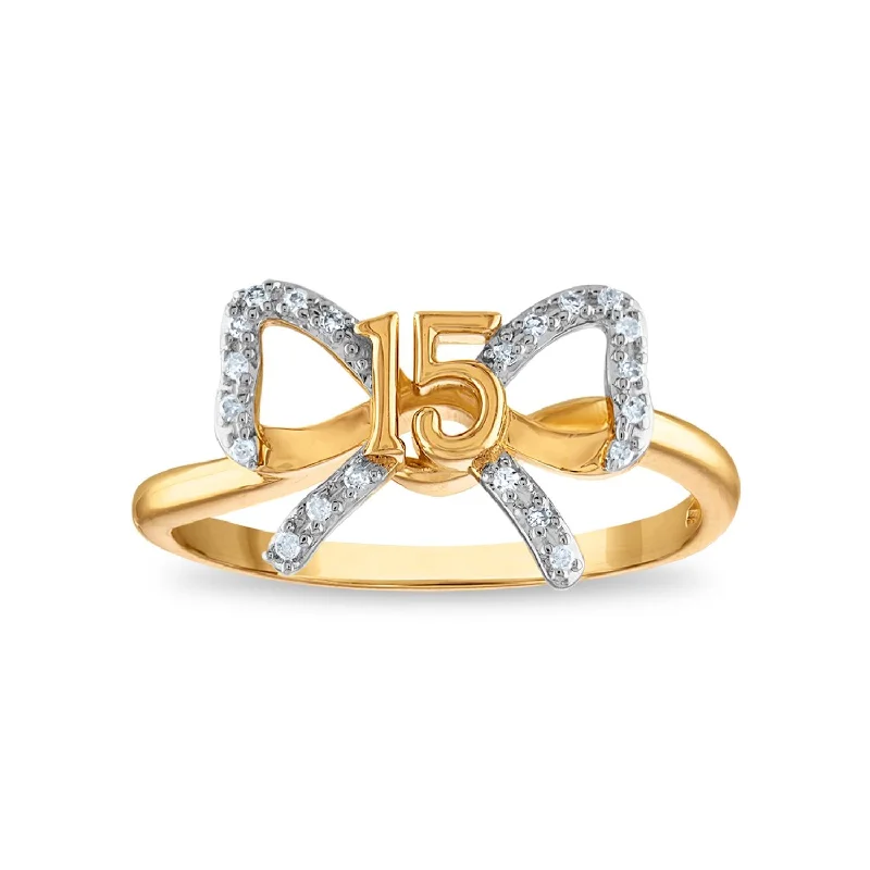 Promise Ring for Couple-1/16 CTW Diamond Quinceanera Ring in 10KT Yellow Gold