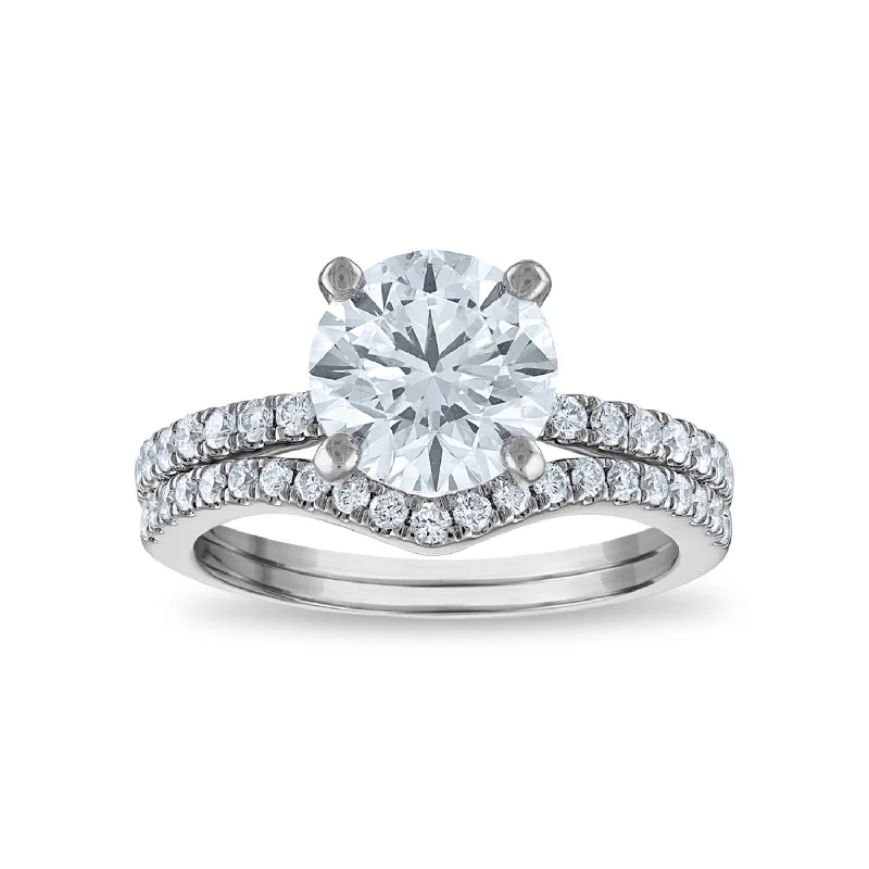 Custom Titanium Ring-Signature EcoLove Diamond Dreams 3 CTW Lab Grown Diamond Bridal Set Ring in 14KT White Gold