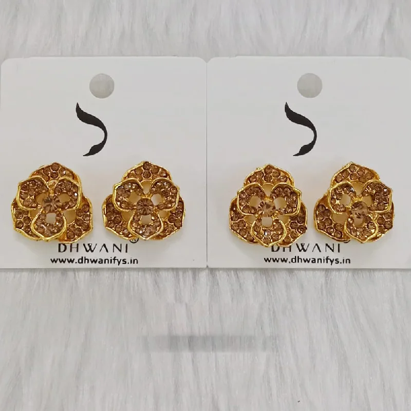 Casual Stud Earrings-Dhwani Gold Plated Austrian Stone Studs Earrings