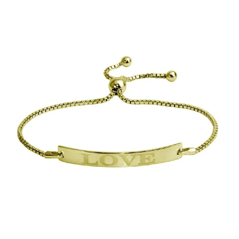 Beaded Bracelet for Kids-Gold Plated 925 Sterling Silver "Love" Bar Lariat Bracelet - DIB00065GP