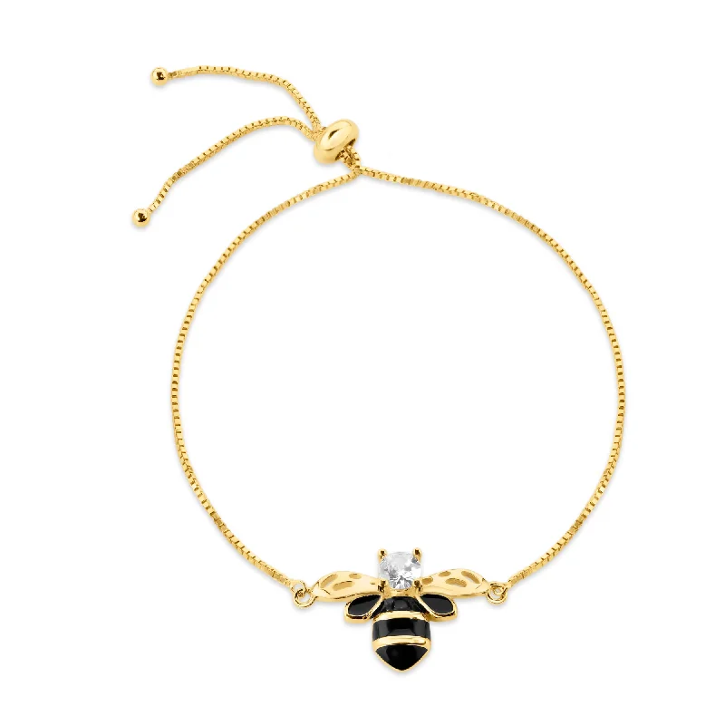 Women’s Gemstone Bracelet-Gold Plated 925 Sterling Silver CZ Bumble Bee Bracelet - BGB00383