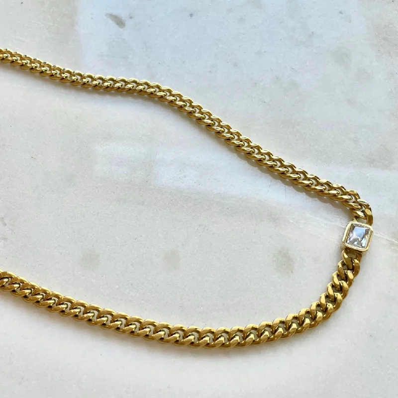 Classic Gold Necklace for Women-Crystal Chain Chocker Necklace