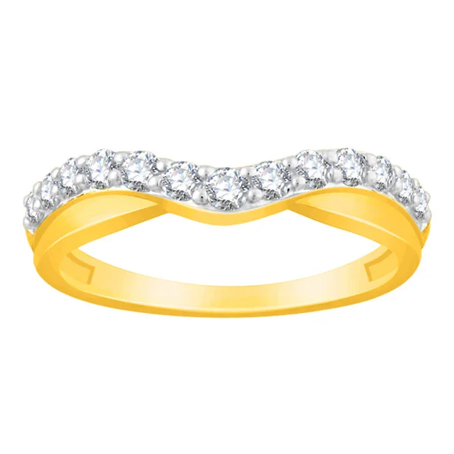 Adjustable Silver Ring-1/2 CTW Diamond Ring in 14KT Yellow Gold