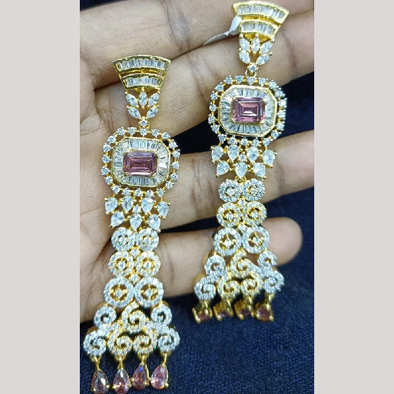 Custom Made Earrings-Jain Jewellers Gold Plated Ad Stone Dangler Earrings