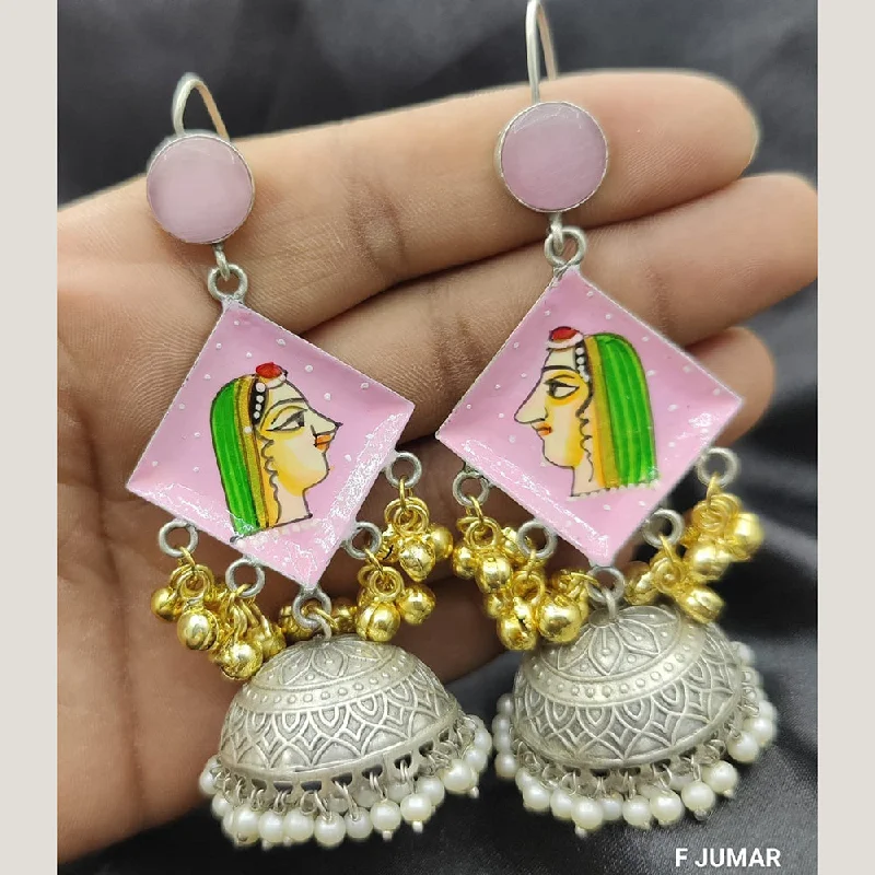 Vintage Pearl Earrings-Fancyla 2 Tone Plated Maharaja Style Ghungroo Jhumki Earrings