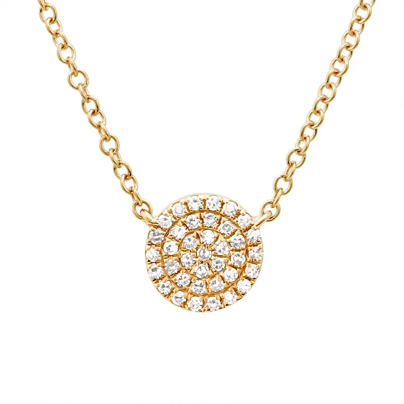 Handcrafted Silver Necklace-Yellow Gold Diamond Circle Necklace