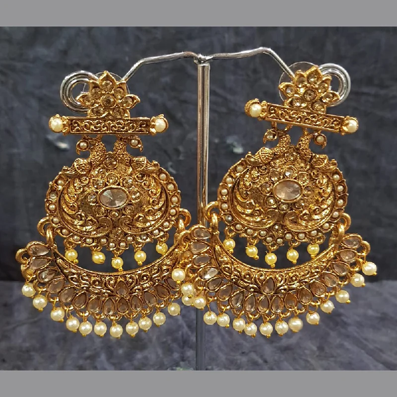 Artistic Earrings-Shreeji Gold Plated Crystal Stone Dangler Earrings