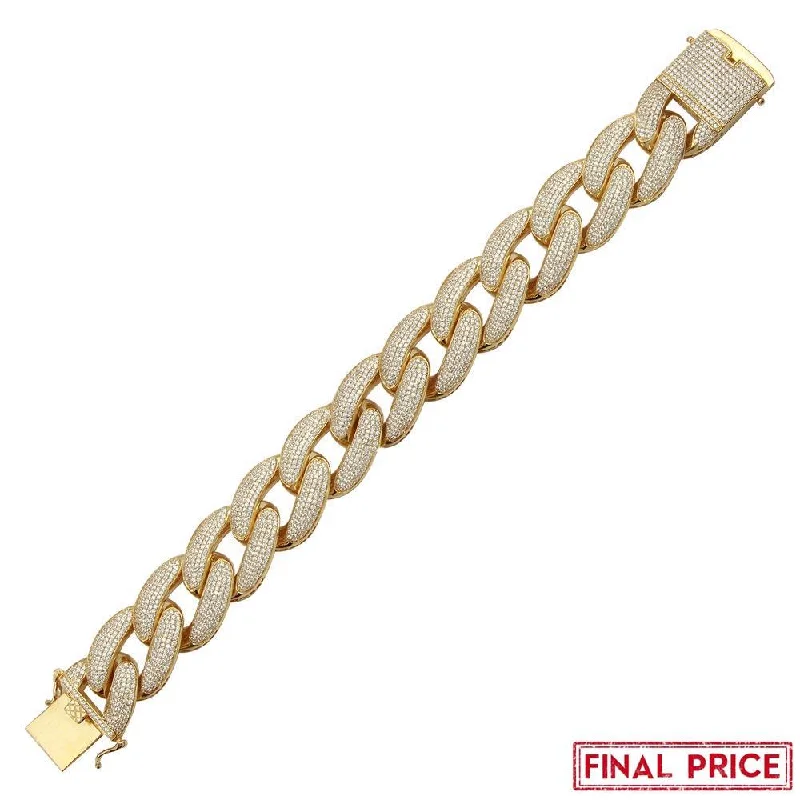 Women’s Adjustable Bracelet-Gold Plated 925 Sterling Silver CZ Encrusted Miami Cuban Link Bracelet 20.3mm - GMB00078GP