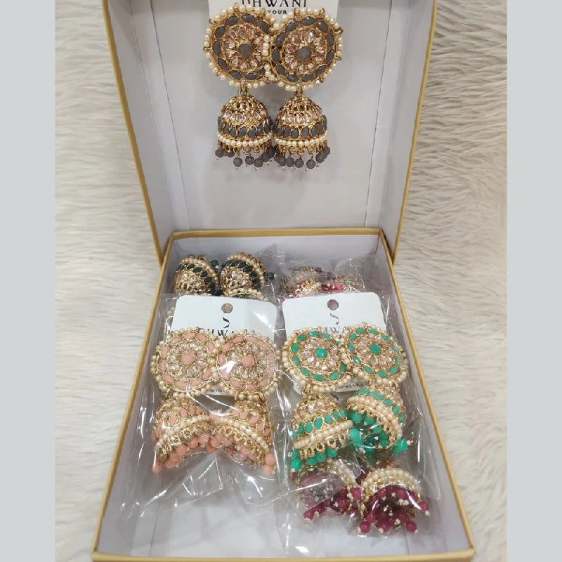 Luxury Pearl Earrings-Dhwani Gold Plated Crystal Stone Jhumki Earrings (Assorted Color)