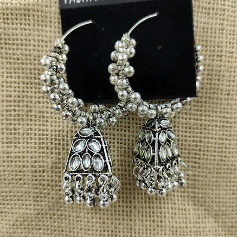 Diamond Stud Earrings-Akruti Collection Oxidised Plated Kundan And Ghungroo Jhumki Earring