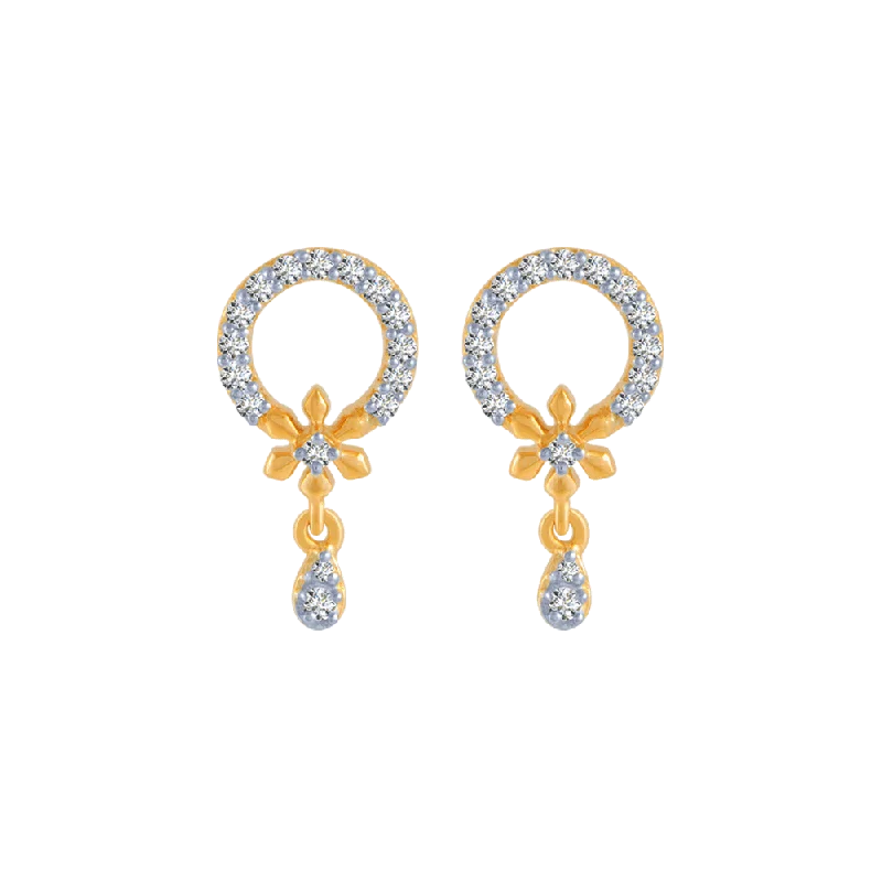 Dangle Earrings for Party-14KT (585) Yellow Gold And Diamond Stud Earrings For Women