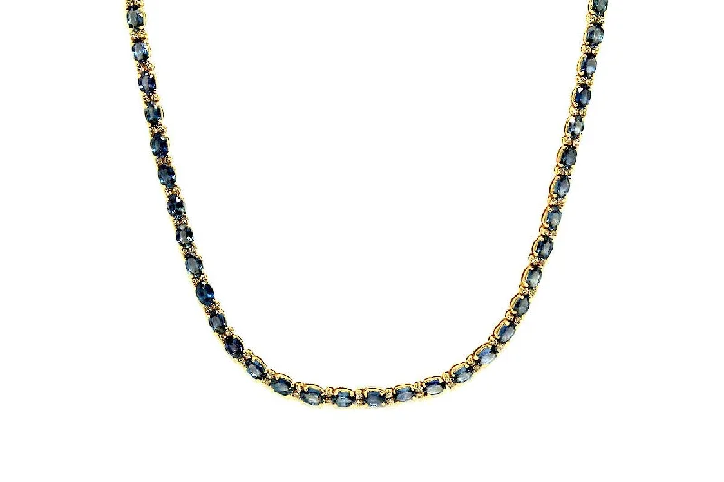 Classic Link Necklace-Blue Sapphire & Diamonds Necklace AD No. 0652