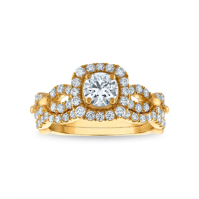 Art Deco Diamond Ring-LoveSong EcoLove 1-1/2 CTW Diamond Bridal Set in 10KT Gold