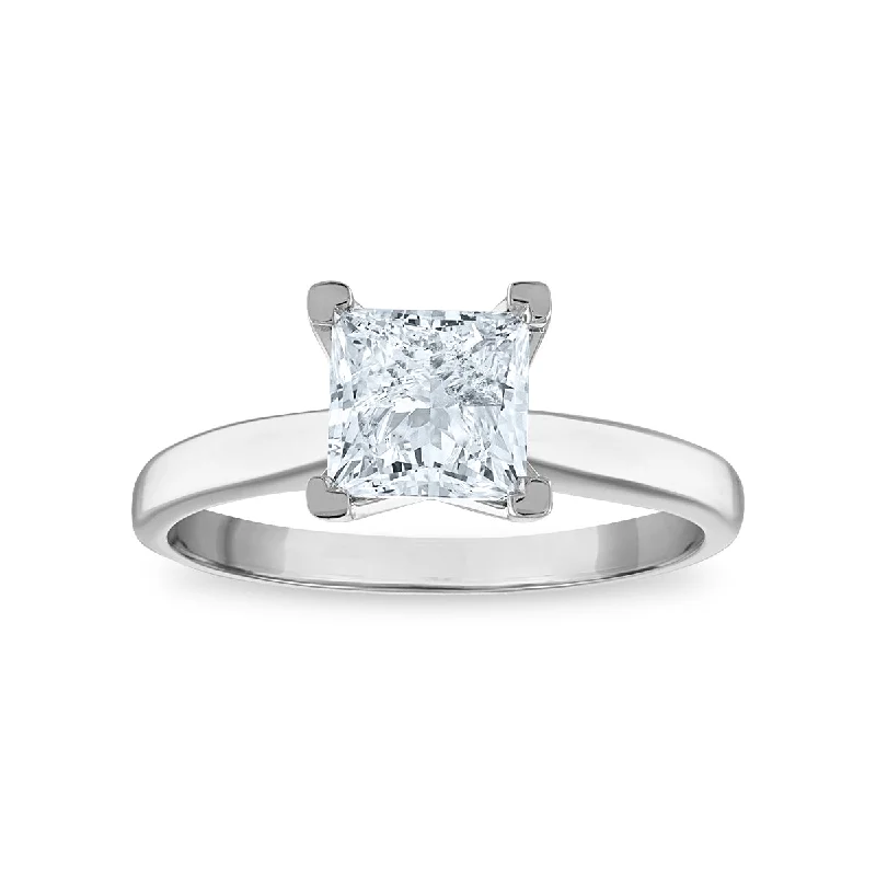 Classic Solitaire Ring-Signature Certificate EcoLove 1 1/2 CTW Princess Cut Lab Grown Diamond Solitaire Engagement Ring in 14KT White Gold