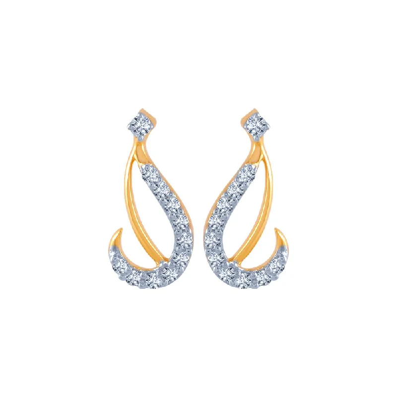 Party Earrings-14k (585) Yellow Gold And Diamond Stud Earrings For Women