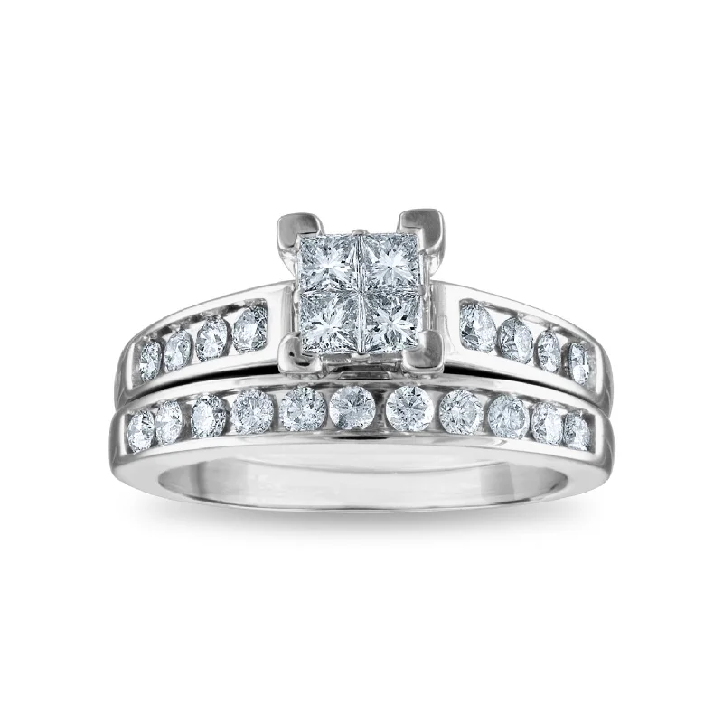 Unique Men’s Wedding Ring-1 CTW Diamond Classic Bridal Set in 10KT White Gold