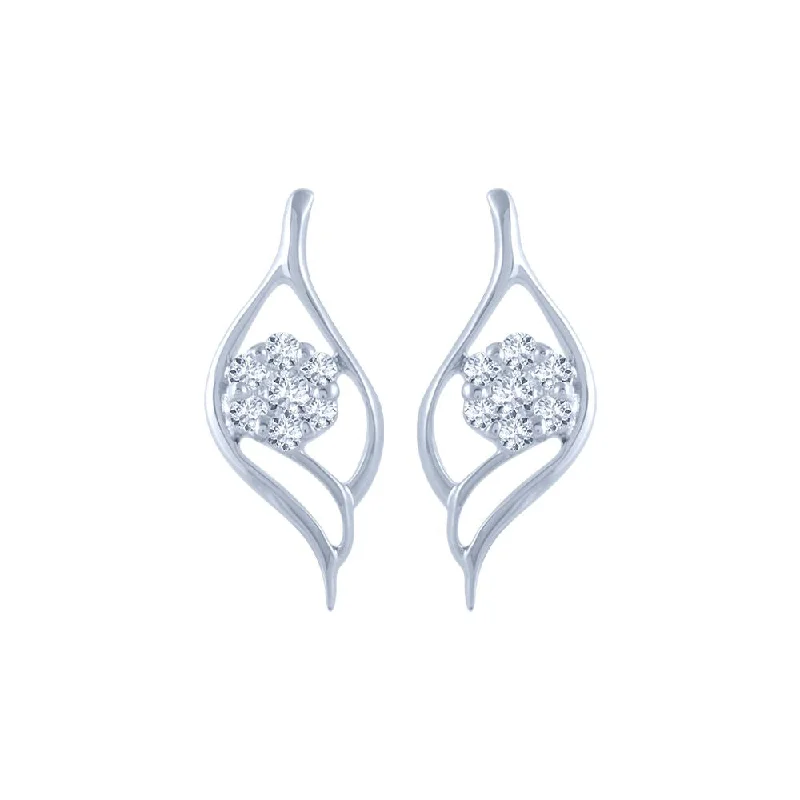 Trendy Earrings for Young Women-14k (585) White Gold And Diamond Stud Earrings For Women