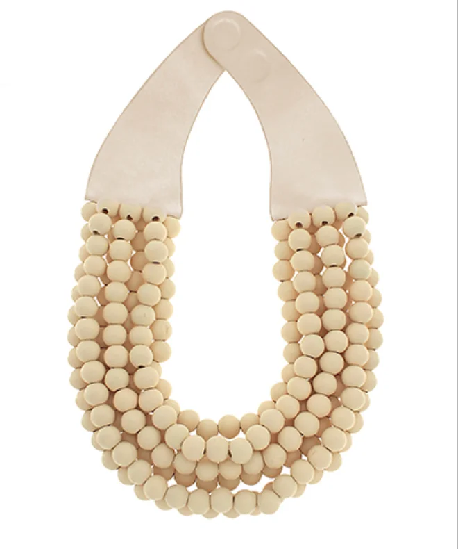 Crystal Necklace for Wedding-Wood Bead Chunky Necklace