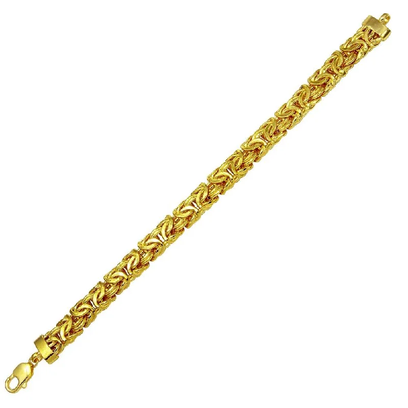 Luxury Charm Bracelet-Gold Plated 925 Sterling Silver Flat Byzantine Bracelet 11mm - CH431B GP