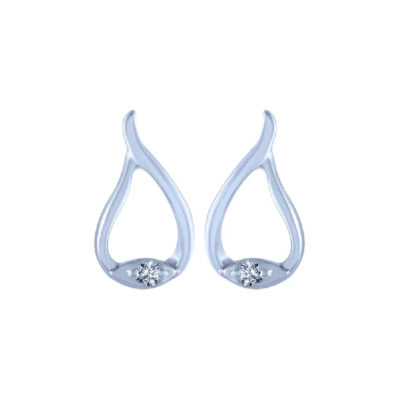 Colorful Earrings for Summer-14k (585) White Gold And Diamond Stud Earrings For Women