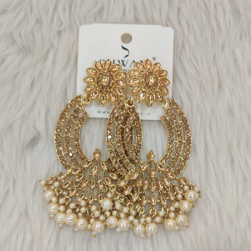 Statement Earrings for Bridesmaids-Dhwani Gold Plated Austrian Stone Dangler Earrings