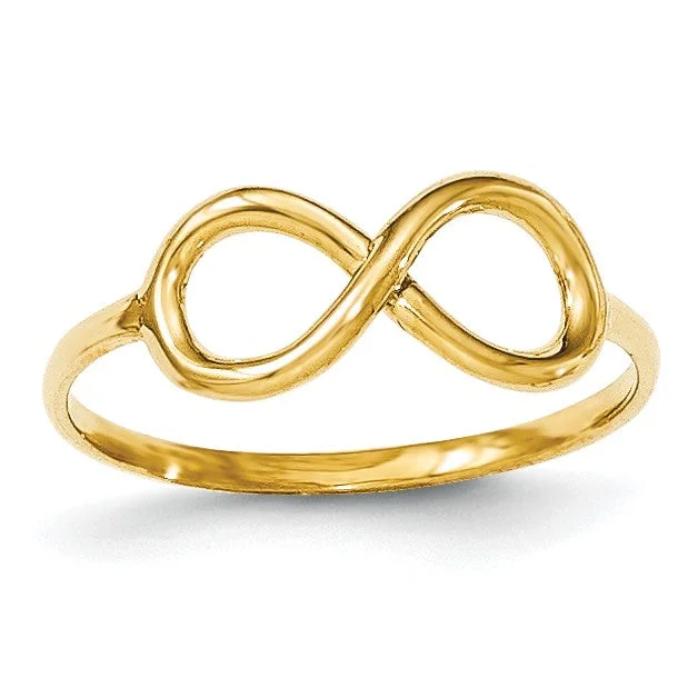 Women’s Gemstone Ring-14KT Yellow Gold Infinity Ring; Size 7