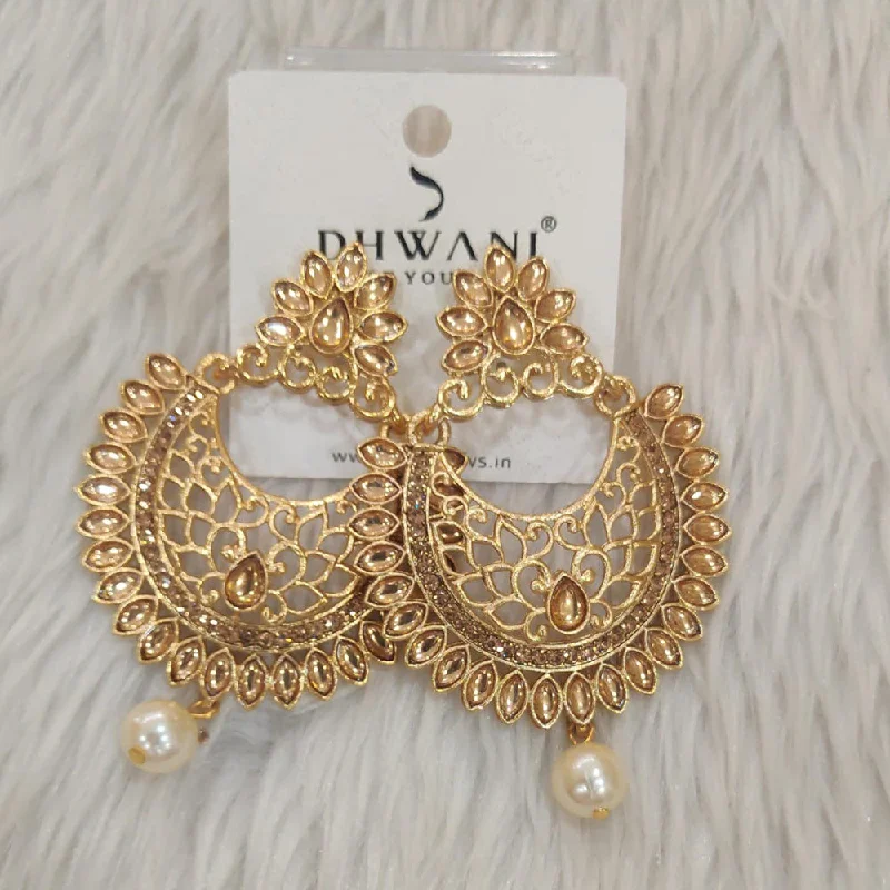 Unique Earrings for Party-Dhwani Gold Plated Kundan And Austrian Stone Dangler Earrings