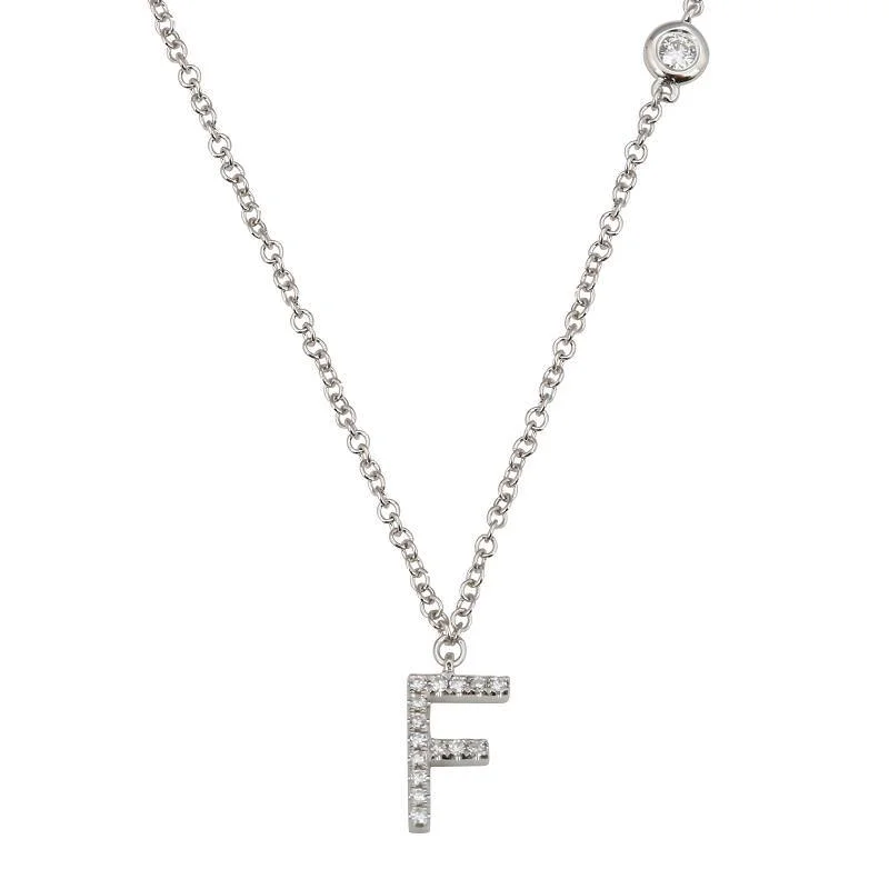 Pearls and Diamonds Necklace-Custom Single Initial with Diamond Bezel Necklace