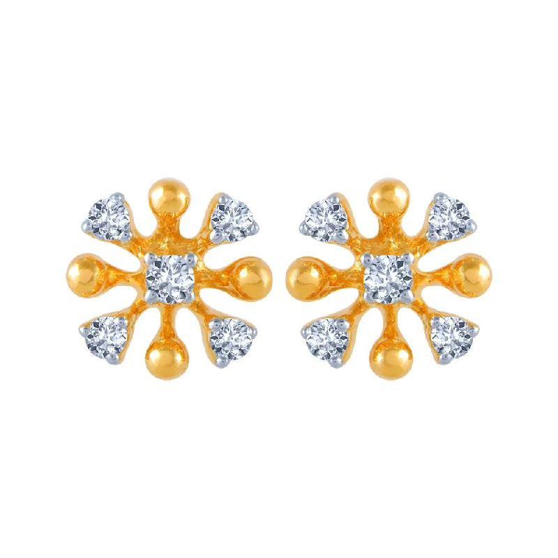 Stylish Drop Earrings-14k (585) Yellow Gold And Diamond Stud Earrings For Women