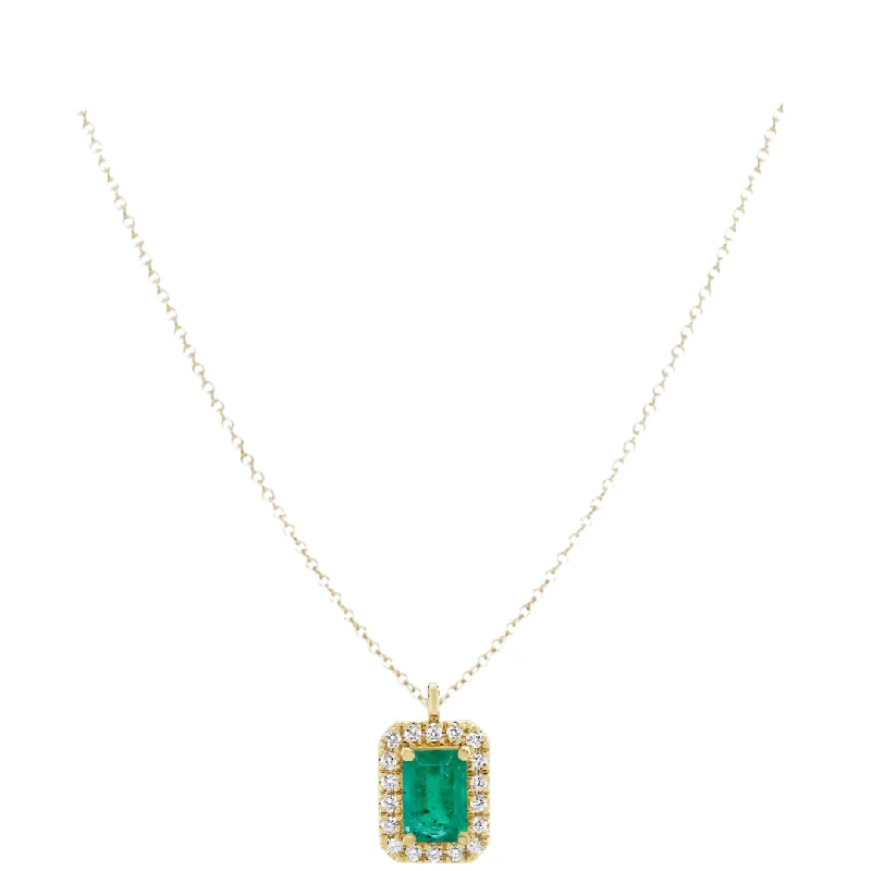 Bar Pendant Necklace-Gem Emerald Cut Diamond Outline Necklace